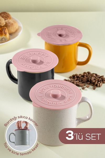 Vienev 3 Pieces Silicone Heat Protector Cup Cover Pink