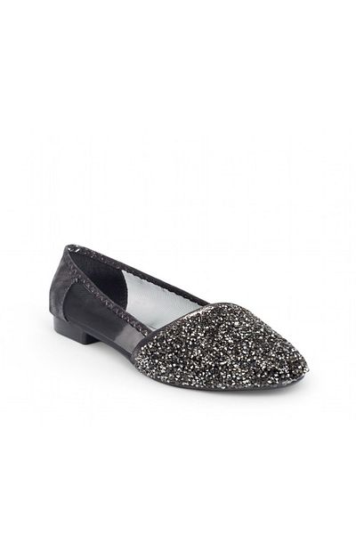 Best Group New Season Women's Silver Small Stone Mesh Comfortable Ballerinas