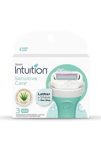 Schick Intuition Sensitive Care - مجموعة خرطوشة حلاقة بديلة مكونة من 3 قطع لل...