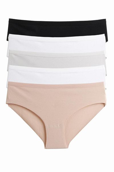 Nicoletta Women's Panties 5 Pack Laser Cut Cotton GRAY