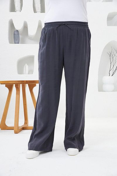 RMG Wide Leg with Elastic Waist - Large Size Trousers Smoked