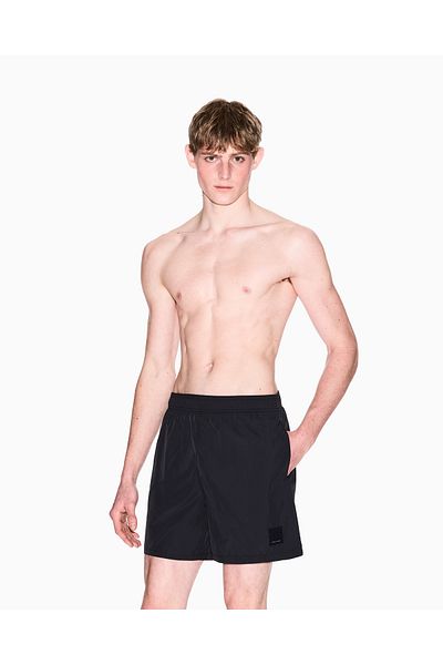Armani Exchange Ανδρικό μαγιό με ζώνη στη μέση, κοντές τσέπες και επένδυση, μαύρο.
