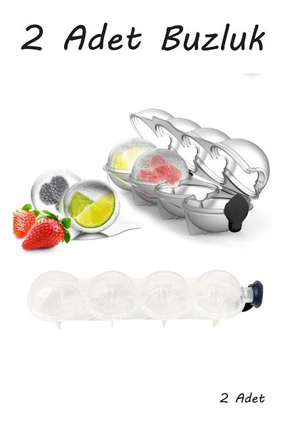 ATA HOME 2 Pieces of 4 Sphere Ice Ball Mold - Round Beverage Ice Ice Cube Storage and Presentation Mold