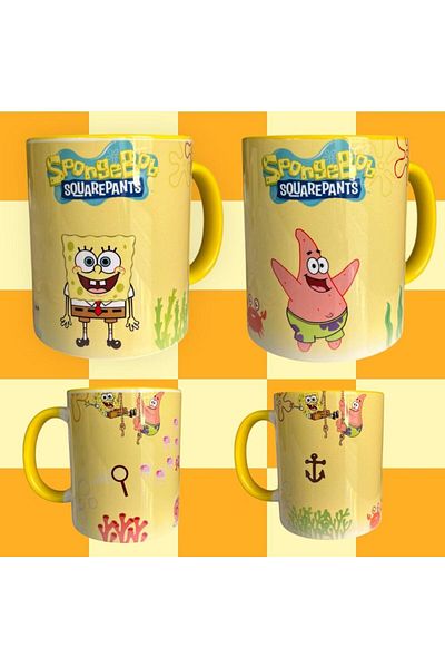 Home Spongebob Patrick 2-Piece Mug Set Bff- Friend- Friend- Lover- Couple Mug
