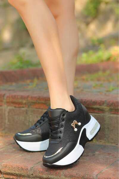LEYDİ SHOES NİSA SİYAH TAŞLI SPOR