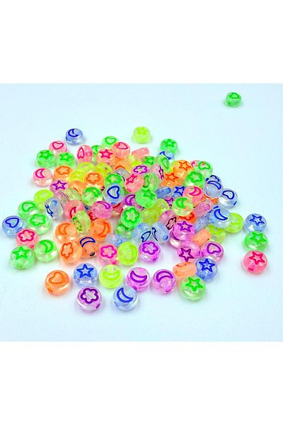 yiğit aksesuar 100 Pcs Flat Transparent Colorful Mixed Model 4X7 mm Jewelry Making Supplies