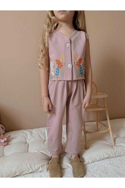 Kids Girl's Double Flower Vest Suit