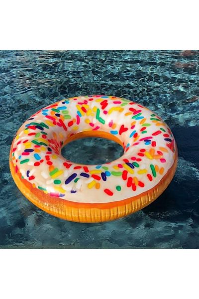 TUENGİ STORE Giant Size Rainbow Donut Bagel Inflatable Sea Pool Ring Adult Ring 114 cm