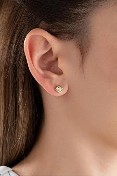 Silvano Jewelry 925 Ayar Gold Zirkon Taşlı Gümüş Küpe