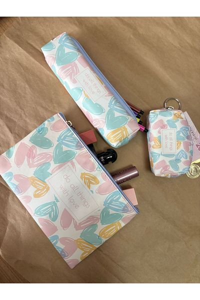 Adalinhome Σετ τσάντας Atakids Lizy 3 τμχ Τσάντα μακιγιάζ, τσαντάκι νομισμάτων και θήκη για στυλό