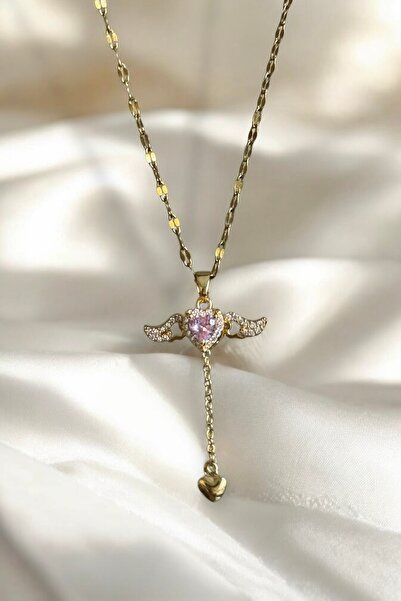 Elifsu Jewelry Zirkon Taşlı Melek Kanadı Çelik Kolye