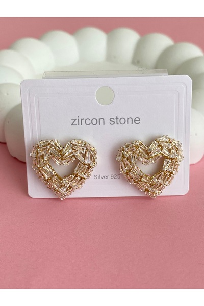 acsesuaris Baguette Heart Gold Steel Earrings