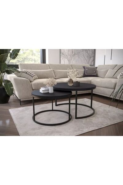 EDMONDA EV AKSESUAR EDMONDA SİYAH METAL İKİLİ ORTA SEHPA