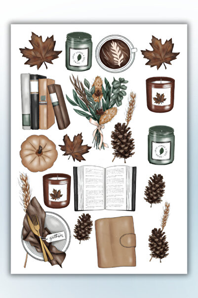 birikiyedi Set of 5 Vintage Sticker Planner Suitable for Agenda Bullet Journal