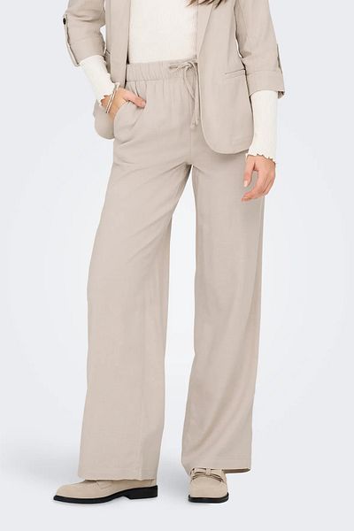 ONLY Women's Onlcaro Comfortable Form Linen Trousers 15291807   Beige
