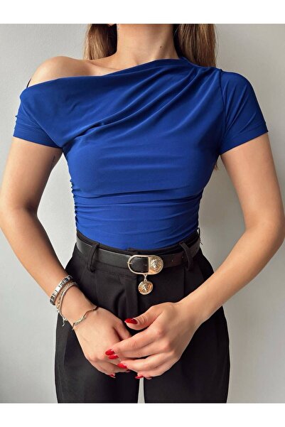 LOOKMEG Bluză de damă cu mânecă scurtă fără umăr