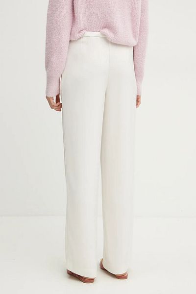 Armani Exchange Women's Wide Leg Tie Elastic Waist Straight Relaxed Cut White Pants Xw 000143   Af10840-U1003