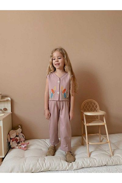 Kids Girl's Double Flower Vest Suit