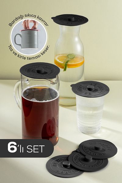Vienev 6 Pieces Silicone Heat Protector Cup Cover Anthracite