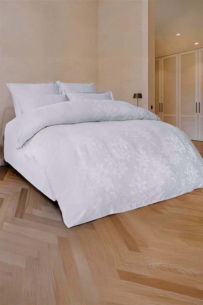 Altınbaşak Bed Linen Perle Jacquard Satin Double Light Gray (6 Pcs)