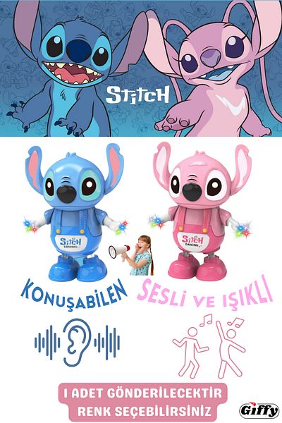 giffy Toy Talking Sound Light Battery Operated Lilo and Stitch (with Battery Gift) Educational Tutorial Activity Game