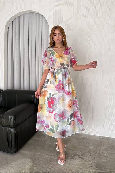 Neşeli Butik rochie de vară din șifon cu decolteu în V pentru femei NBK4117