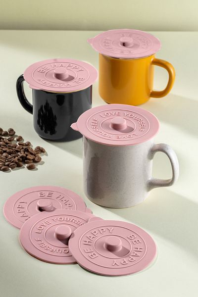 Vienev 6 Pieces Silicone Heat Protector Cup Cover Pink
