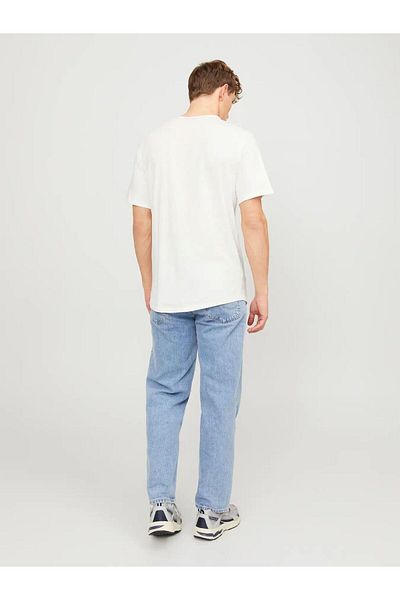 Jack & Jones 12182498   Ripped Collar Oval Cut Men's Tshirt White