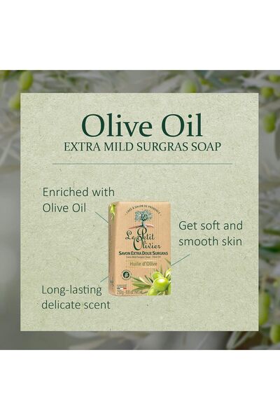 Le Petit Olivier Extra Mild Surgras Soap Bar With Olive Oil, 250 gm