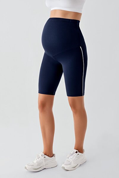 Artış Ribbed Above Knee Biker Stretchy Adjustable Waist Maternity Leggings