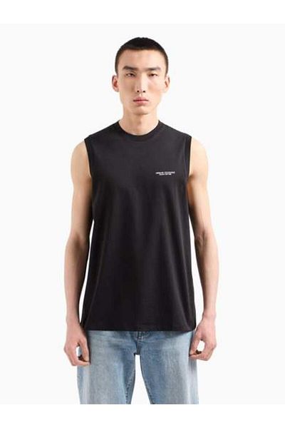 Armani Exchange Ανδρικό κοντομάνικο AX Letter Pattern Βαμβακερό ποδηλατικό μπλουζάκι μαύρο