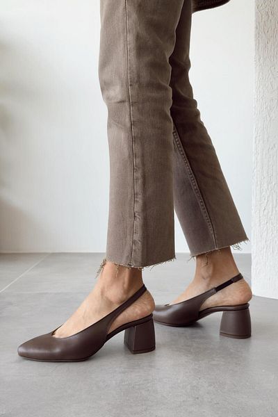 nope21shoess Diana Brown Genuine Leather Heeled Shoes