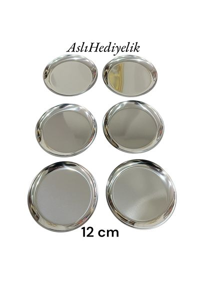NEWTREND Züccaciye 6'Li 12 cm Silver Round Stainless Steel with Macaron for Turkish Delight Cruising Presentation