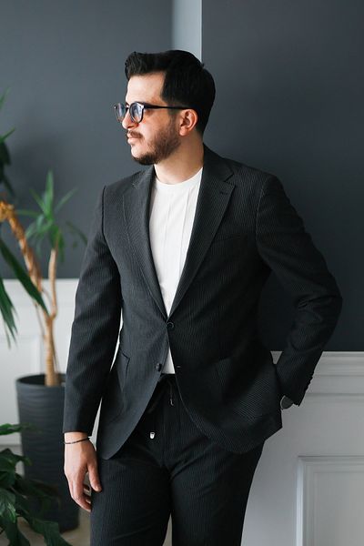 Avni Ceylan Seersucker Italian Style Suit Special Edition Black