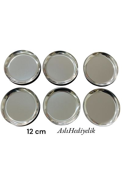 NEWTREND Züccaciye 6'Li 12 cm Silver Round Stainless Steel with Macaron for Turkish Delight Cruising Presentation