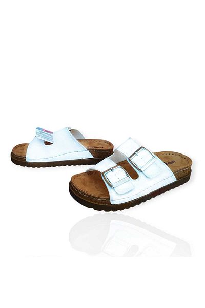 GEZER Women's Anatomical Leather Double Banded Slippers - New Season