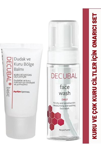 Decubal Repair Set for Dry and Very Dry Skin Lip Balm 30 ml and Face Washing Foam 150 ml