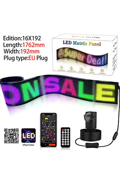 ROHS 16X192 Matrix Led Panel Cama Yapışan Telefon Kontrollü Led Lamba