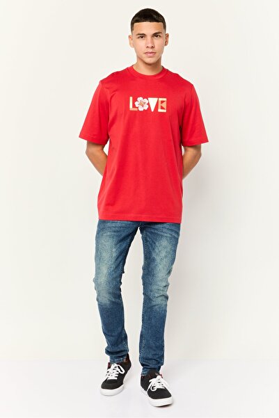 Esprit Men Crew Neck Short Sleeve Graphic Print T-Shirt, Red