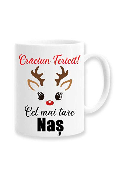 OEM Cană albă personalizată Crăciun fericit, cel mai cool nas, Inovatix®. 330ml