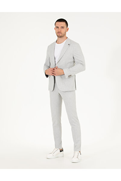 Pierre Cardin Gray Extra Slim Fit Striped Sports Suit 50264939-Vr024