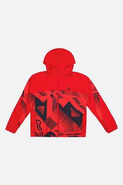 adidas Kids Boy Long Sleeves Outdoor Full Zip Jacket, Red/navy