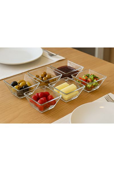 İnova Home Decor 6-Piece Pyramid Square Breakfast Bowl Set with Jam Bowl and Sauce