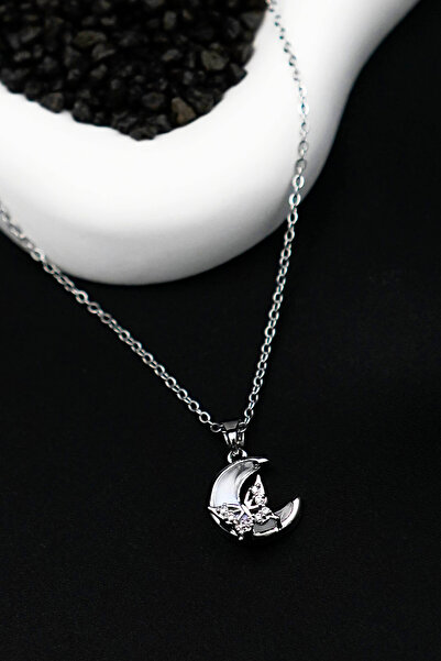 TREND COLLECTİON الفولاذ المقاوم للصدأ فراشة الشكل القمر نموذج الذهب قلادة ال...