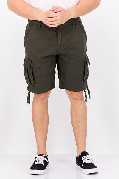 Threadbare Men Solid Cargo Shorts, Olive