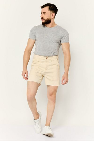 Esprit Men Solid Denim Shorts, Beige