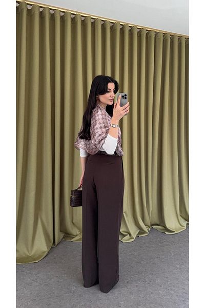 HAZELANNA Premium Tok Texture Bitter Brown Palazzo