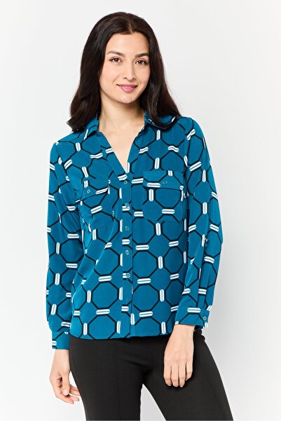 Adrienne Vittadini Women Round Neck Allover Print Top, Multicolor