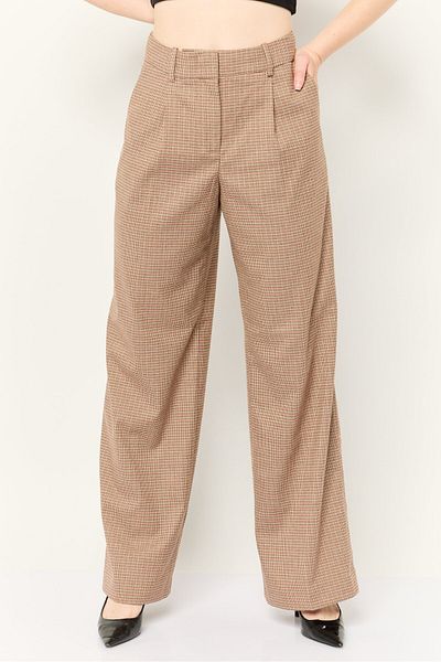 Esprit Women Regular Fit Houndstooth Pattern Wide Leg Pants, Multicolor