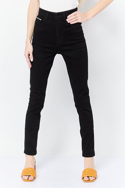 Guess Women Skinny Fit Solid Denim Jeans, Black
